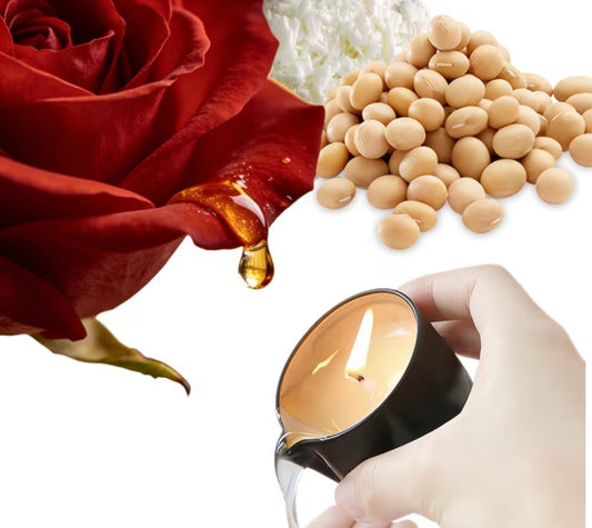SCENTED CANDLES, Melts to Body oil, * 🌹 Romantic Rose Spa — roses, silk sheets, glowing candles
* 🥥 Tropical Coconut Escape — coconuts, palm leaves, golden sunset
* 🍊 Citrus Luxury — fresh orange slices, sparkling highlights, bright warmth
* 🌸 Jasmine