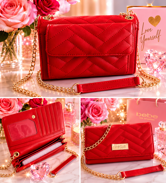 ✨❤️ New Arrival Alert! ❤️✨
        LIMITED EDITION:
Meet your new favorite statement bag! This gorgeous red quilted crossbody combines style, elegance, and convenience all in one. Featuring luxurious gold-tone hardware, multiple compartments.